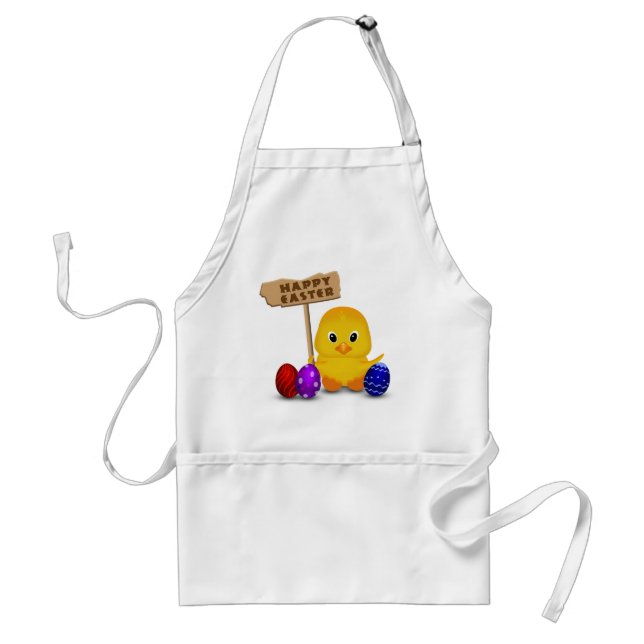 Cute Happy Easter Baby Chick with Sign Standard Apron (Front)