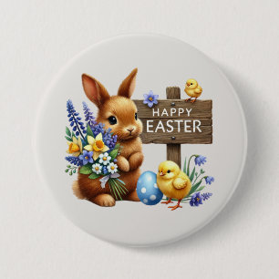 Cute Happy Easter bunny 7.5 Cm Round Badge