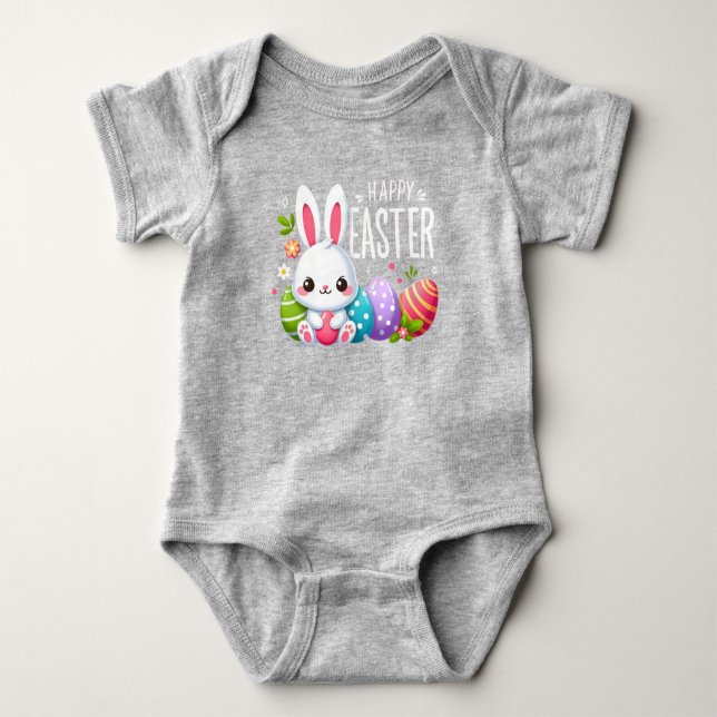Cute, Happy Easter bunny  Baby Bodysuit (Front)