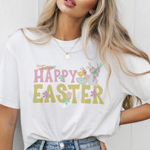 Cute Happy Easter Bunny Chick Add Name Typography 