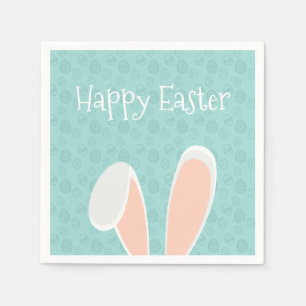 Cute Happy Easter Bunny Ears Paper Napkin