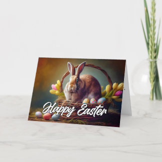 Cute Happy Easter Bunny Holiday Card
