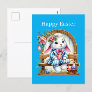 Cute Happy Easter bunny  Holiday Postcard