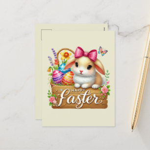Cute Happy Easter bunny Holiday Postcard