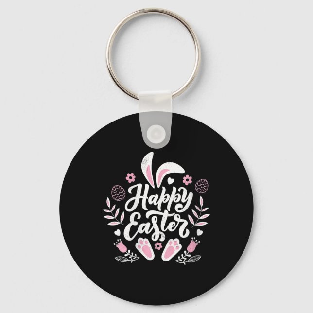Cute Happy Easter Bunny  Key Ring (Front)