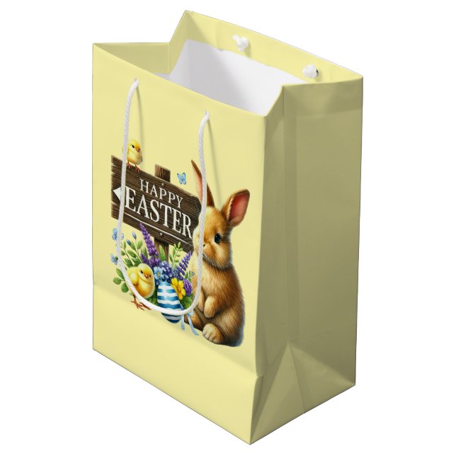 Cute Happy Easter bunny  Medium Gift Bag (Front Angled)