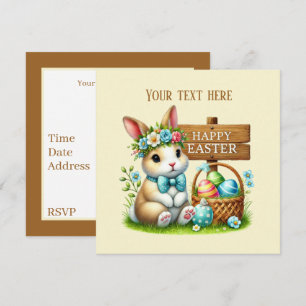 Cute Happy Easter bunny party Invitation