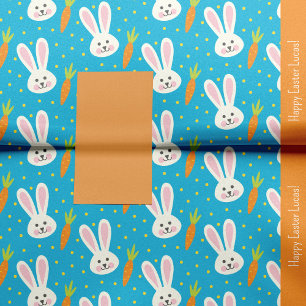 Cute Happy Easter Bunny Pattern with Kid Name Tissue Paper