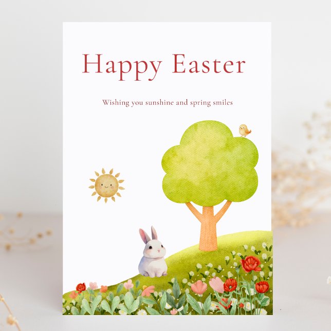 Cute Happy Easter Bunny Spring Sunshine Holiday Card (Creator Uploaded)