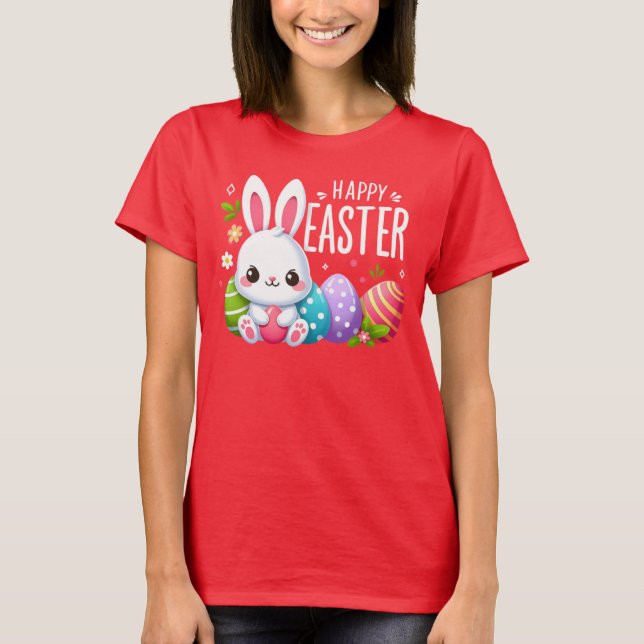 Cute,  happy Easter bunny T-Shirt (Front)