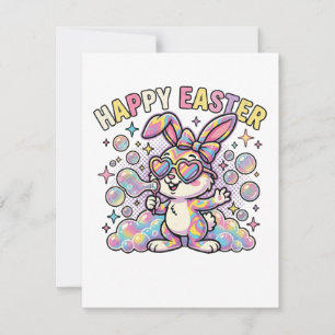 Cute Happy Easter Bunny with Spring Vibes Card