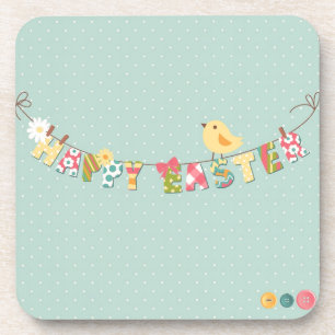 Cute Happy Easter Card Coaster