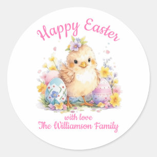 Cute Happy Easter Chick  Classic Round Sticker