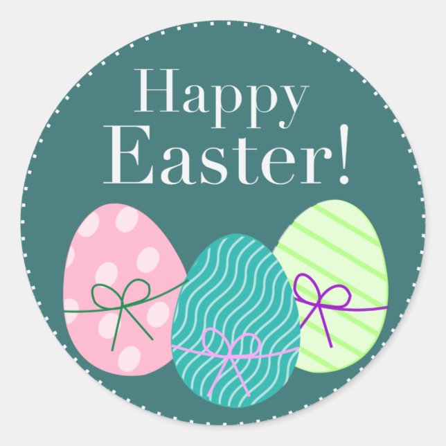 Cute Happy Easter Classic Round Sticker (Front)