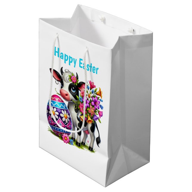 Cute Happy Easter cow customizable Medium  Gift Bag (Front Angled)