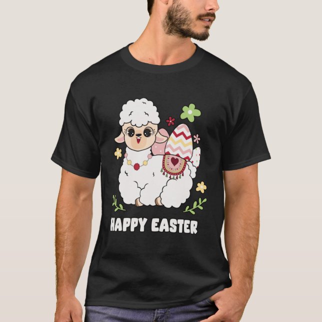 Cute Happy Easter Day Egg Hunt Boys Girls Kids She T-Shirt (Front)