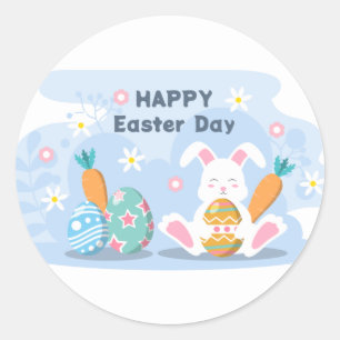 cute Happy Easter Day Holiday Classic Round Sticker