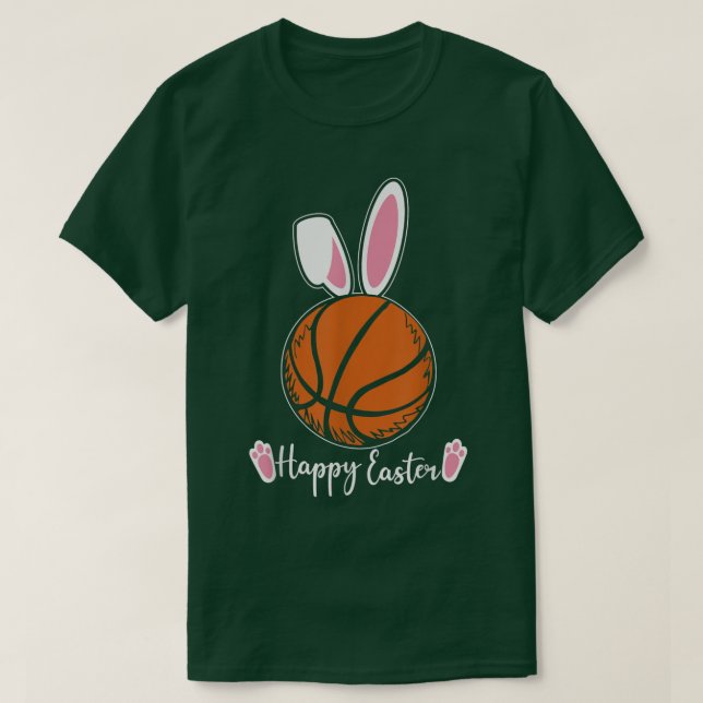 Cute Happy Easter design funny basketball  T-Shirt (Design Front)