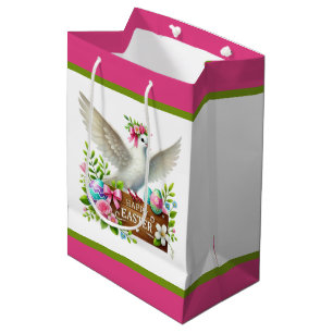 Cute Happy Easter dove Medium Gift Bag