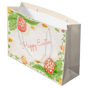 cute Happy Easter eggs Holiday party Large Gift Bag