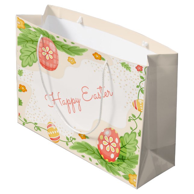 cute Happy Easter eggs Holiday party  Large Gift Bag (Back Angled)