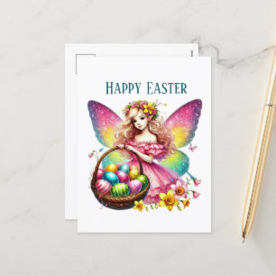 Cute Happy Easter Fairy add text Holiday Postcard
