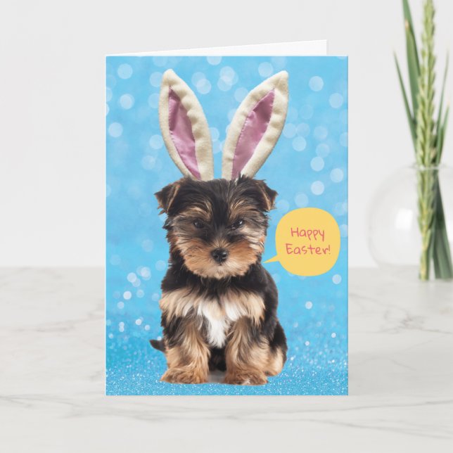 Cute Happy Easter From Your Snuggle Bunny Puppy Card (Front)