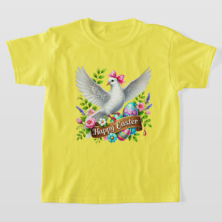 Cute Happy Easter girls dove T-Shirt