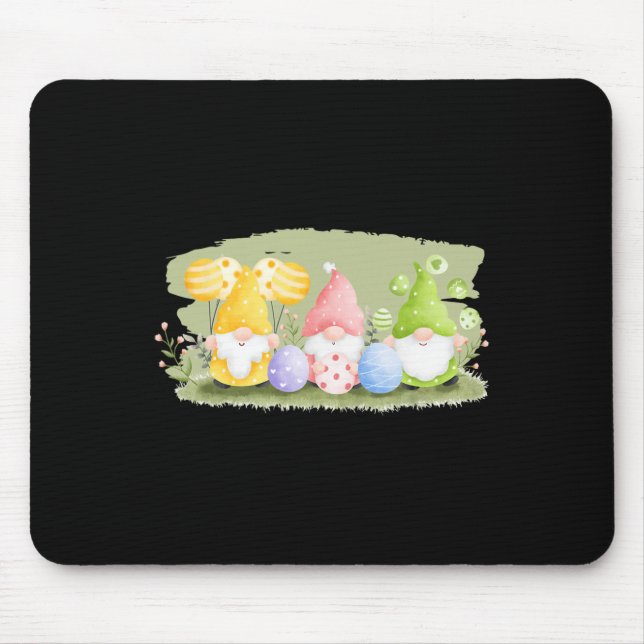Cute Happy Easter Gnome Bunny Spring Day Egg Hunti Mouse Pad (Front)