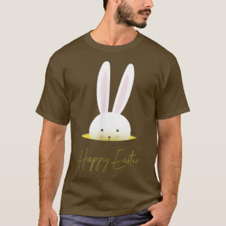 Cute happy easter greeting card with bunny  Happy  T-Shirt