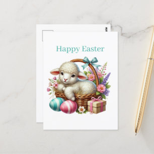 Cute Happy Easter lamb Postcard