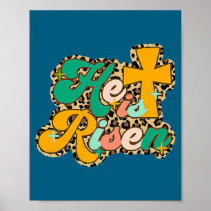 Cute Happy Easter Leopard He Risen Poster