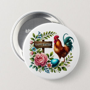 Cute Happy Easter rooster 7.5 Cm Round Badge