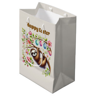 Cute Happy Easter sloth  Medium Gift Bag
