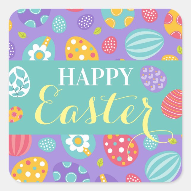 Cute Happy Easter  Square Sticker (Front)