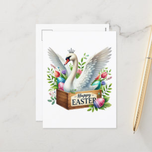 Cute Happy Easter swan  Holiday Postcard