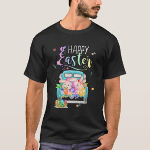 Cute Happy Easter Truck Bunny Eggs Vintage Truck E T-Shirt