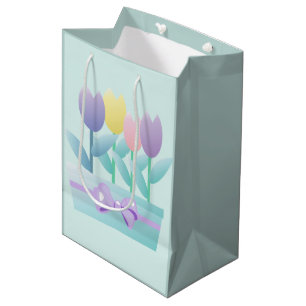 Cute Happy Easter Tulips Custom MGB Medium Gift Bag