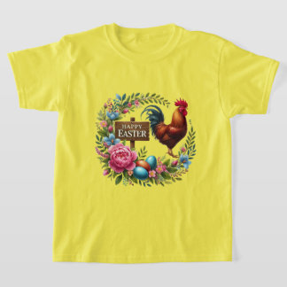 Cute Happy Easter unisex kids rooster T-Shirt