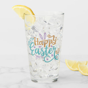 cute Happy Easter word art Glass