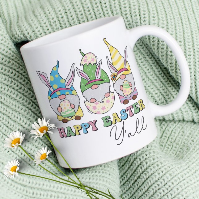 Cute Happy Easter Y'all Gnomes Personalised Name Coffee Mug (Creator Uploaded)