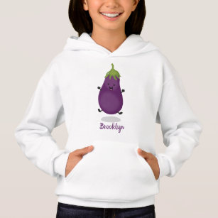 Cute happy eggplant aubergine cartoon illustration