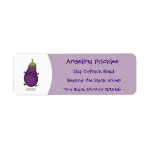 Cute happy eggplant aubergine cartoon illustration