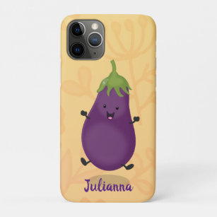 Cute happy eggplant aubergine cartoon illustration Case-Mate iPhone case