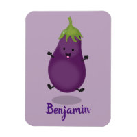 Cute happy eggplant aubergine cartoon illustration