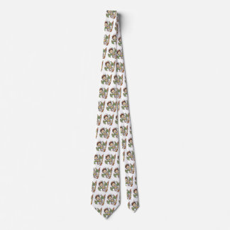 Cute Happy Elf Dancing, Retro Christmas Cartoon Tie