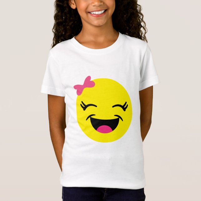 Cute & Happy Emoji Girl T-Shirt (Front)