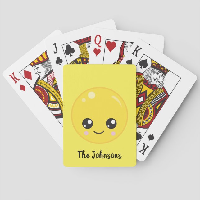 Cute happy emoji playing cards (Back)