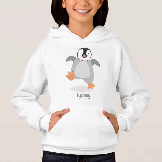 Cute happy emperor penguin chick cartoon (Front)