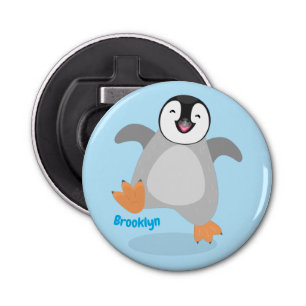 Cute happy emperor penguin chick cartoon bottle opener
